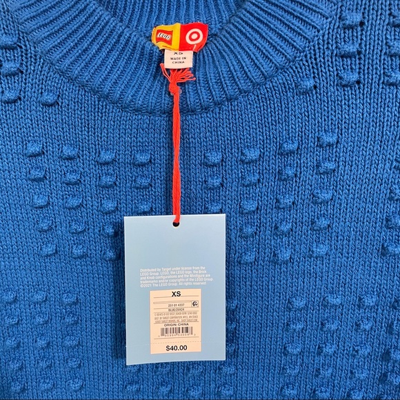 NWT Lego Collection Target Women's Textured Sweater Blue XS Dot Pattern Pullover - Picture 5 of 6